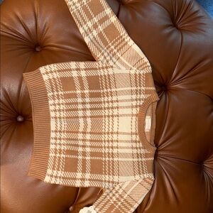 Altar'd State Tan and Cream Crew Neck Sweater